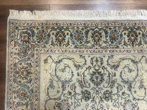 Persian Kashan Rug, Unique Colors, 225 KPSI, Light Green and Light Blue