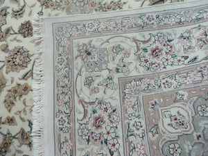 6' X 9' Vintage Chinese Floral Oriental Handmade Virgin Wool Silk Rug Ivory