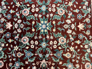Indo Persian Rug 8x10, Red and Ivory, Floral Allover, Handmade Wool Area Rug