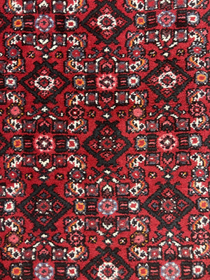 Persian Runner Rug 3 x 16, Wool Handmade Long Antique Hamadan Oriental Rug for Hallway, Red Tribal Rug, Allover Pattern, 3x16 Runner Rug