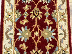 Small Floral Wool Rug 2x3, Safavieh Heritage Collection, Dark Red & Cream