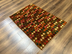 Colorful Afghan Balouch Rug 3x4, Vintage Handmade Wool Carpet