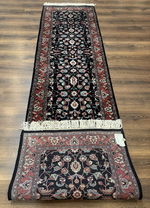 Pak Persian Runner Rug 2.8 x 10, Dark Blue, Floral Allover, Wool