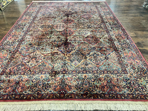 Karastan Multicolor Panel Kirman Rug #717, Wool Karastan Rug 8' 8" x 12', Vintage Multipanel Kirman, Original Karastan Collection 700 Series