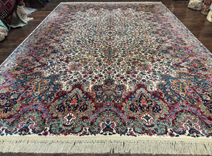 Karastan Rug #742 Floral Kirman 8.8 x 12, Wool Pile, Vintage Original Series, Rare
