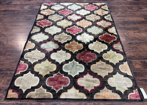 Panel Design Rug 5x7, Multicolor Contemporary Area Rug, Small Living Room Rug