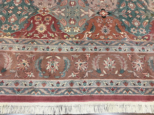 Sino Persian Rug 10x14, Multicolor Panel Design, Wool Handmade Vintage Large Rug