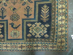 4' X 6' Antique Handmade Turkish Anatolian Wool Rug Camel Vegetable Dyes