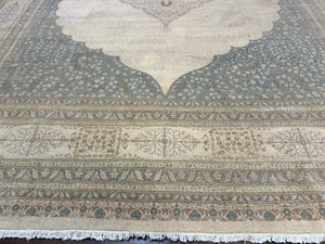 Palace Size Pak Persian Rug 12x18, Haji Jalili Design, Pakistani Carpet, Oat and Light Blue, Fine 260 KPSI