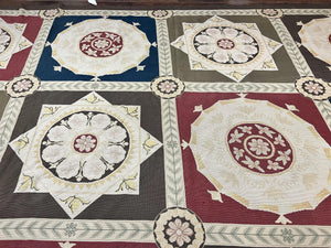Needlepoint Rug 11x19, Oversized Wool Hand Woven Vintage Carpet, Panel Design, Palace Size Handmade Flatweave Rug, Extra Large, Multicolor