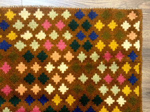 Afghan Balouch Rug 3x5, Multicolor, Vintage, Wool, Handmade