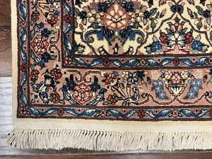 Sino Persian Runner Rug 2.8 x 14, Hand Knotted Vintage Oriental Hallway Rug, 14ft Runner, Cream, Floral, Wool