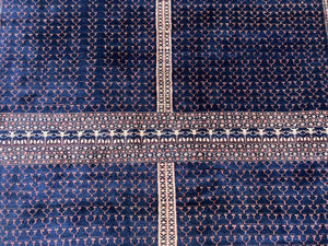 Pakistani Rug 8x11, Hand Knotted Wool Carpet, Navy Blue Red Beige, Four Season Hatchli Design, 8 x 11 Vintage Fine Oriental Rug, Room Sized
