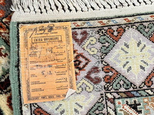 Moroccan Rug 7x8, Wool Hand Knotted Vintage Carpet, Multicolor Panel Design Oriental Rug