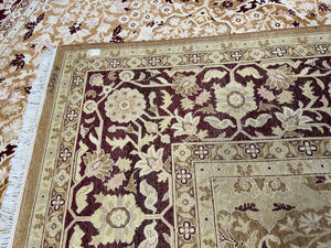 Indian Rug 9x12 Agra Rug, Vintage Rug 9 x 12 Wool Rug, Area Rug 9x12 Oriental Carpet, Unique Colors, Hand Knotted, Clay Dark Brown, Allover