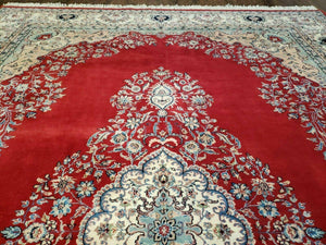9' X 12' Vintage Handmade India Medallion Wool Rug Vegetable Dyes Nice Red