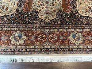 Wonderful Pak Persian Rug 9x12, Very Fine 260 KPSI, Floral Peacocks, Handmade Vintage Wool Rug