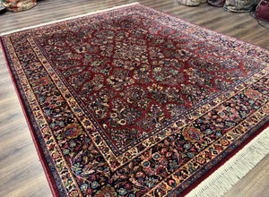 8.8 x 10.6 Karastan Red Sarouk Rug #785, Wool Pile Original 700 Series