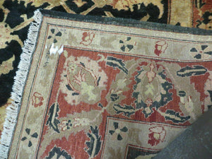 8' X 9' Handmade Pakistan Wool Cotton Rug Peshawar Black Floral Nice # 200C