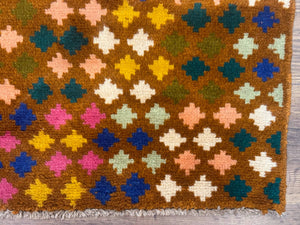 Afghan Balouch Rug 3x5, Multicolor, Vintage, Wool, Handmade
