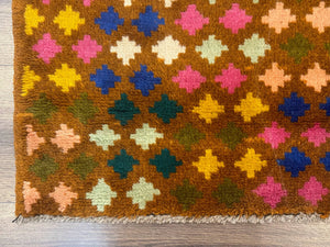 Afghan Balouch Rug 3x5, Multicolor, Vintage, Wool, Handmade