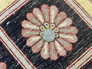 Pakistani Rug 6x9, European Aubusson Design, Wool Handmade Vintage Carpet, Dark Red, 6 x 9 Medium Sized Rug