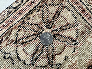 Turkish Sivas Rug 9x12, Handmade Vintage Wool Carpet, Cream Ivory