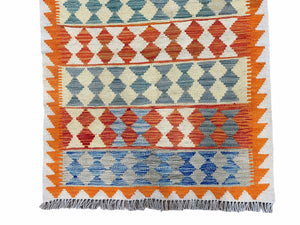 Small Chobi Kilim Rug 3x4 Colorful Diamond Kilim Small Turkish Multicolor Kilim with Diamond Pattern Wool Flatweave Nice