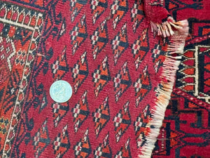 Antique Turkoman Salor Rug, Turkoman Textile, Fine 400 KPSI, Red, Persian Tribal Rug