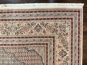 Pak Persian Rug 12x15, Wool & Silk Hand Knotted Vintage Carpet, Mahi Herati Pattern, Beige, Traditional Oversized Extra Large Oriental Rug