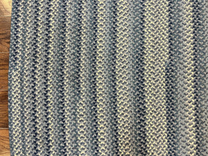 American Oval Braided Rug 5x8 Wool Handmade Vintage Carpet, Multicolor, Blues Gray Cream
