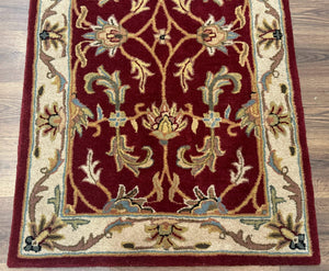 Small Floral Wool Rug 3x5, Safavieh Heritage Collection, Dark Red, Pair B
