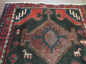 4' X 8' Antique Handmade India Geometric Oriental Tribal Wool Rug Red # 603