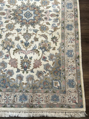 Indo Persian Rug 3x5, Wool, Vintage, Floral Medallion, Light Colors