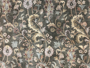 Pottery Barn Rug 8x10, Wool Hand Tufted Vintage Indian Carpet, Room Sized Wool Pile Floral Rug