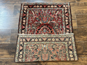 Small Antique Persian Rug 2.6 x 4, Red Floral Handmade 1920s Wool Rug, Persian Hamadan Lilian Rug