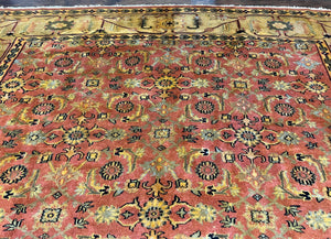 Large Turkish Rug 10x17, Oversized Palace Sized Vintage Handmade Oriental Carpet, Wool Oushak Rug, Light Red