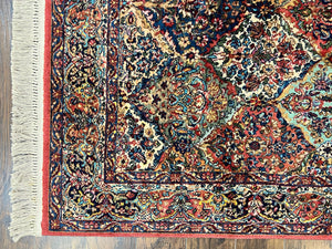Karastan Multicolor Panel Kirman Rug #717, Wool Karastan Rug 5.9 x 9, Vintage Multipanel Kirman, Original Karastan Collection 700 Series