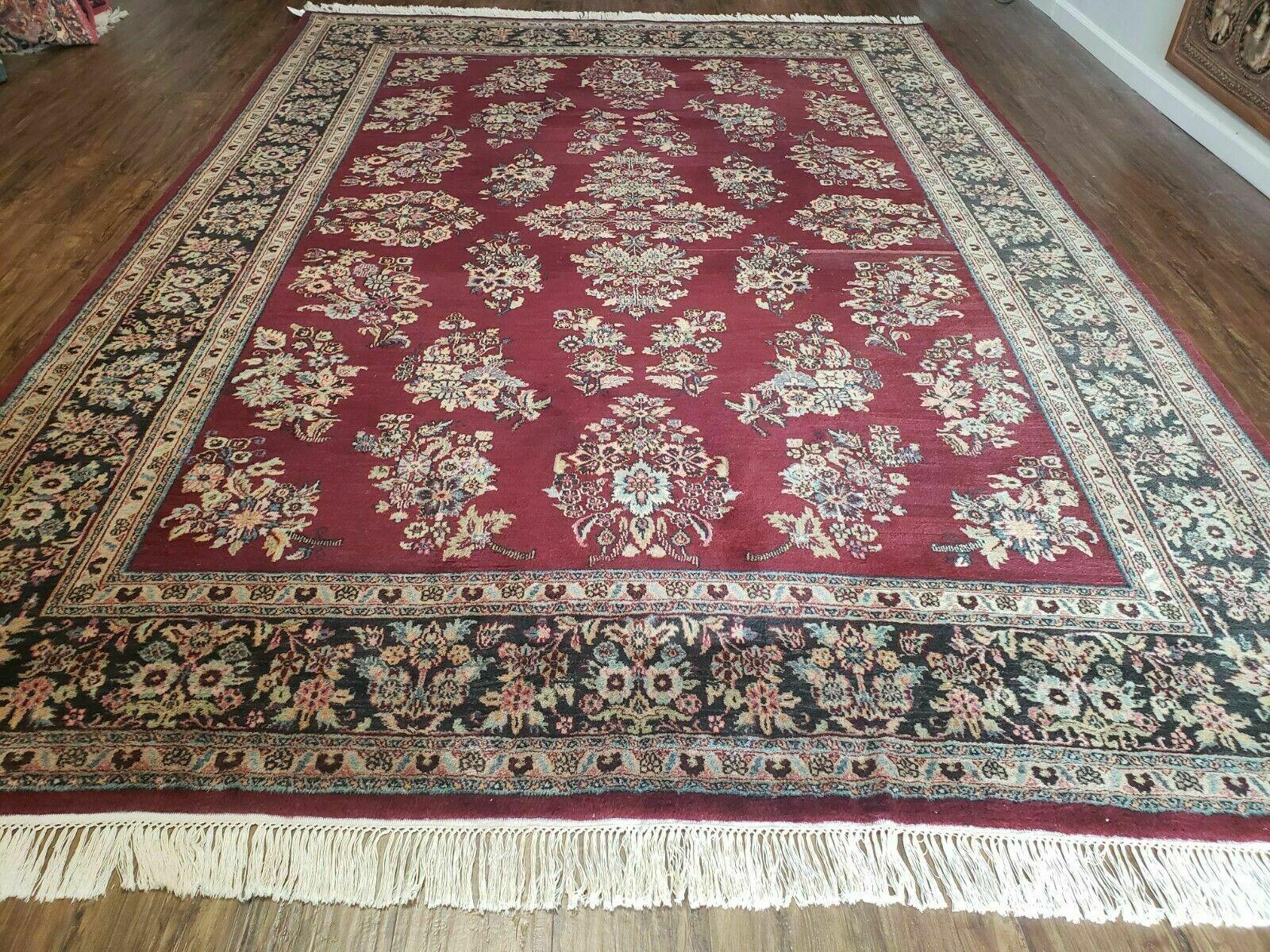 8' X 12' Vintage Handmade India Floral Oriental Wool Rug Veg Dyes Organic Red