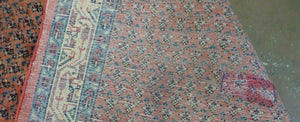 Antique Persian Seraband Runner 3.7 x 11 - Red, Wool, Mir Pattern