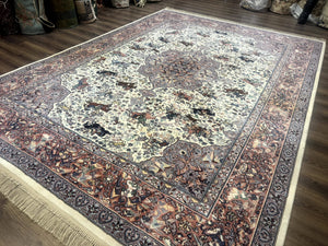 8.8 x 12 Karastan Ivory Hunting Rug #751, Vintage Wool Discontinued Original 700 Series, Rare