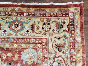 Safavieh Room Sized Rug 10x14, Wool Hand-Knotted Auburn Red & Light Gold Egyptian Mahal Oriental Carpet, 10 x 14 Large Living Room Rug