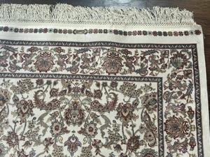 Small Turkish Silk Rug 2.6 x 4, Ivory, Allover Design, Bamboo Silk