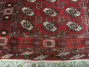 4' 5" X 5' 7" Semi Antique Handmade Afghan Yamud Turkoman Bokhara Wool Rug