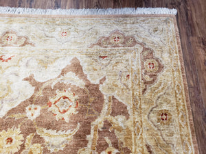 6x9 Pakistani Peshawar Rug, Handmade Wool Carpet, Soft Neutral Colors Rug, Vintage Rug for Modern Home