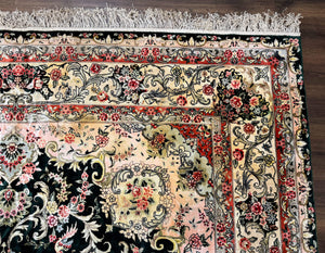 Silk Indian Kashmiri Rug 9x12, Vintage Hand Knotted Carpet