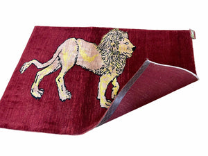 3 X 5 Handmade New Vintage Rug Quality Wool Lion Red Veggy Dyes Hand-Knotted