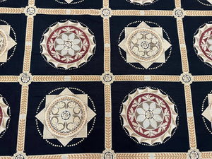 Large Needlepoint Rug 10x13, Panel Design, Black and Beige, Wool Needlepoint Carpet 10 x 13, English Garden, Handwoven Area Rug, Living Room