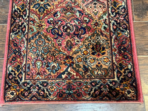 Karastan Runner Rug 2x9, Multicolor Panel Kirman Runner #717, Wool Pile, Original 700 Series, Vintage, Skinny Runner 2 x 9, Rare