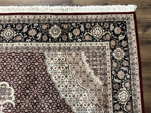 Sino Persian Rug 8x10, Herati, Elegant Oriental Carpet, Dark Maroon